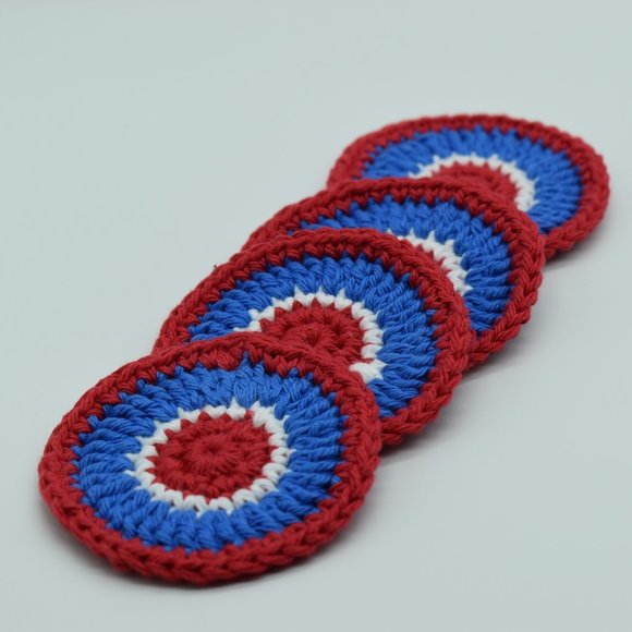 Handcrafted Independence day Crochet Coasters Set of four - Picture 2 of 5
